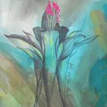 Frei wie die Akelei, Acryl auf MDF-Block, Susanne Güldenpfennig, Hannover
