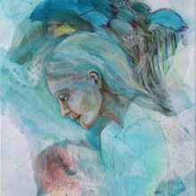 Innehalten, Acryl und Farbstifte auf Leinwand, Susanne Güldenpfennig, Hannover