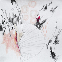 ohne Titel, Aquarell mit Farbstiften und Graphit auf Papier, Susanne Güldenpfennig, Hannover