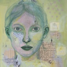 Physik des Lebens, Collage und Acryl auf Leinwand, Susanne Güldenpfennig, Hannover