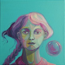 soap bubble girl, Acryl auf Leinwand, Susanne Güldenpfennig, Hannover