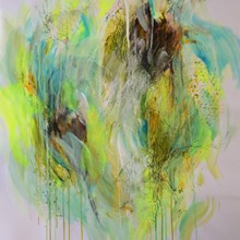 Spurensuche, Acryl und mixed Media auf Papier, Susanne Güldenpfennig, Hannover