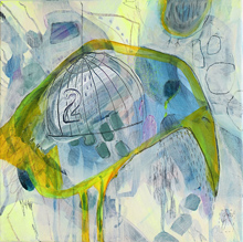 Traurige Nachricht für den gelben Vogel, Acryl und Graphit auf Leinwand, Susanne Güldenpfennig, Hannover