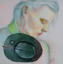 Traurigkeit, Zeichnung auf Papier und Collage, Susanne Güldenpfennig, Hannover