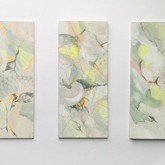 Trilogie Leichtigkeit, Acryl und mixed Media auf Holz, Susanne Güldenpfennig, Hannover