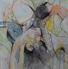 Vogelhochzeit, Acryl und mixed Media auf Leinwand, Susanne Güldenpfennig, Hannover